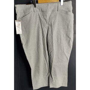 Hilary Radley Crop Pants Size 18 Grey White Stripe Stretch Comfort Waist NWT